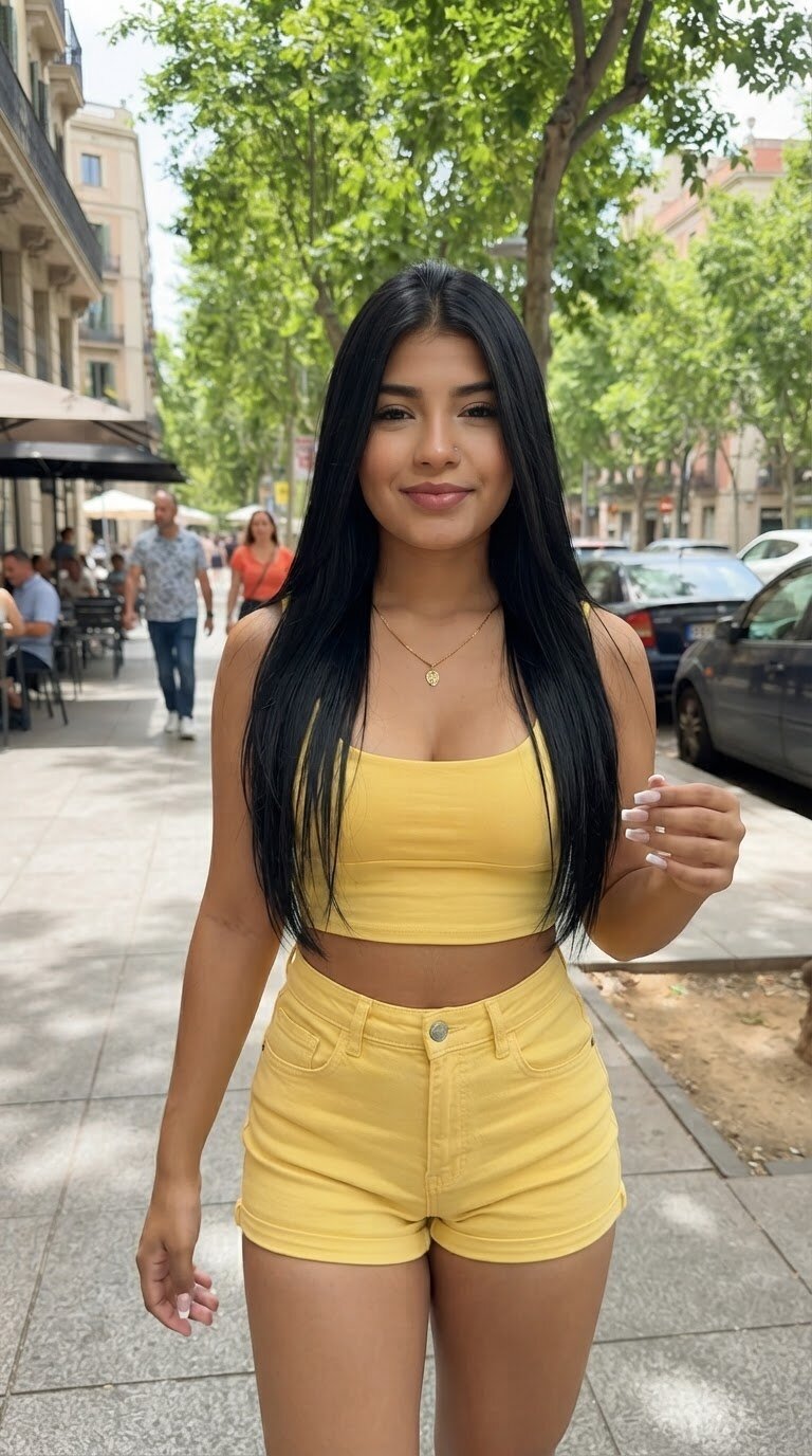 Modelo posando en una calle para contenido de moda urbana