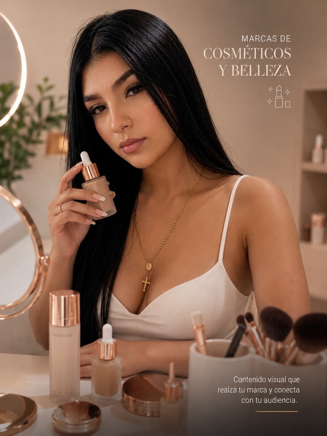 Modelo para marcas de cosméticos y belleza profesional. Campaña de maquillaje con talento real.