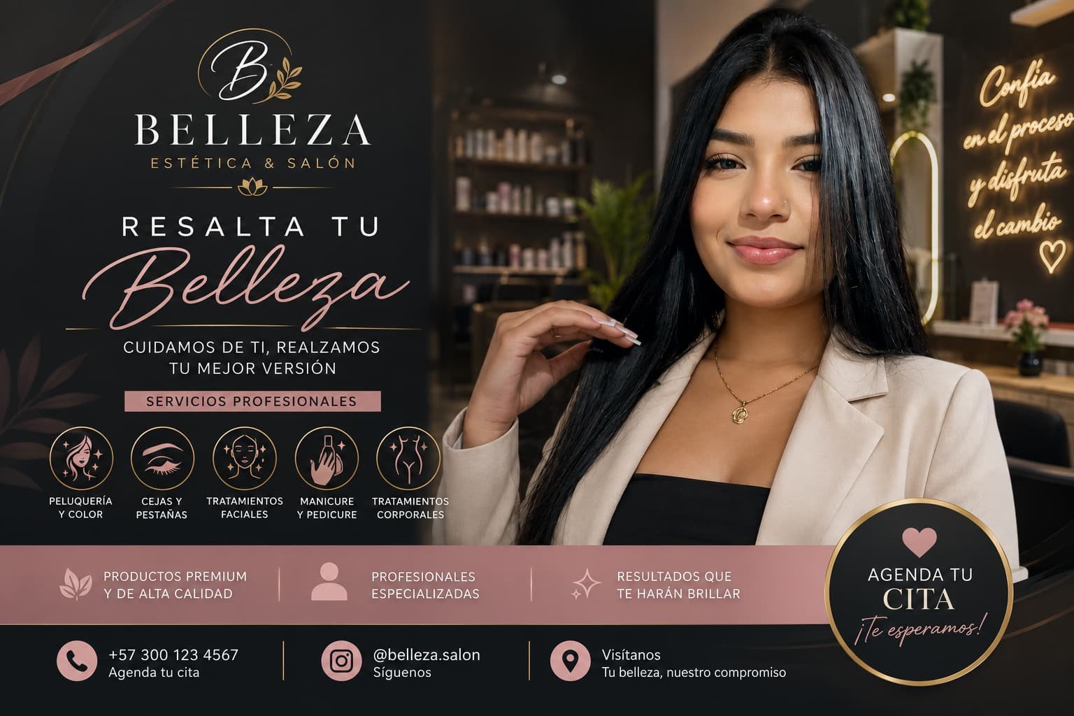 Modelo para clínicas de estética y belleza. Publicidad de tratamientos estéticos con talento real.